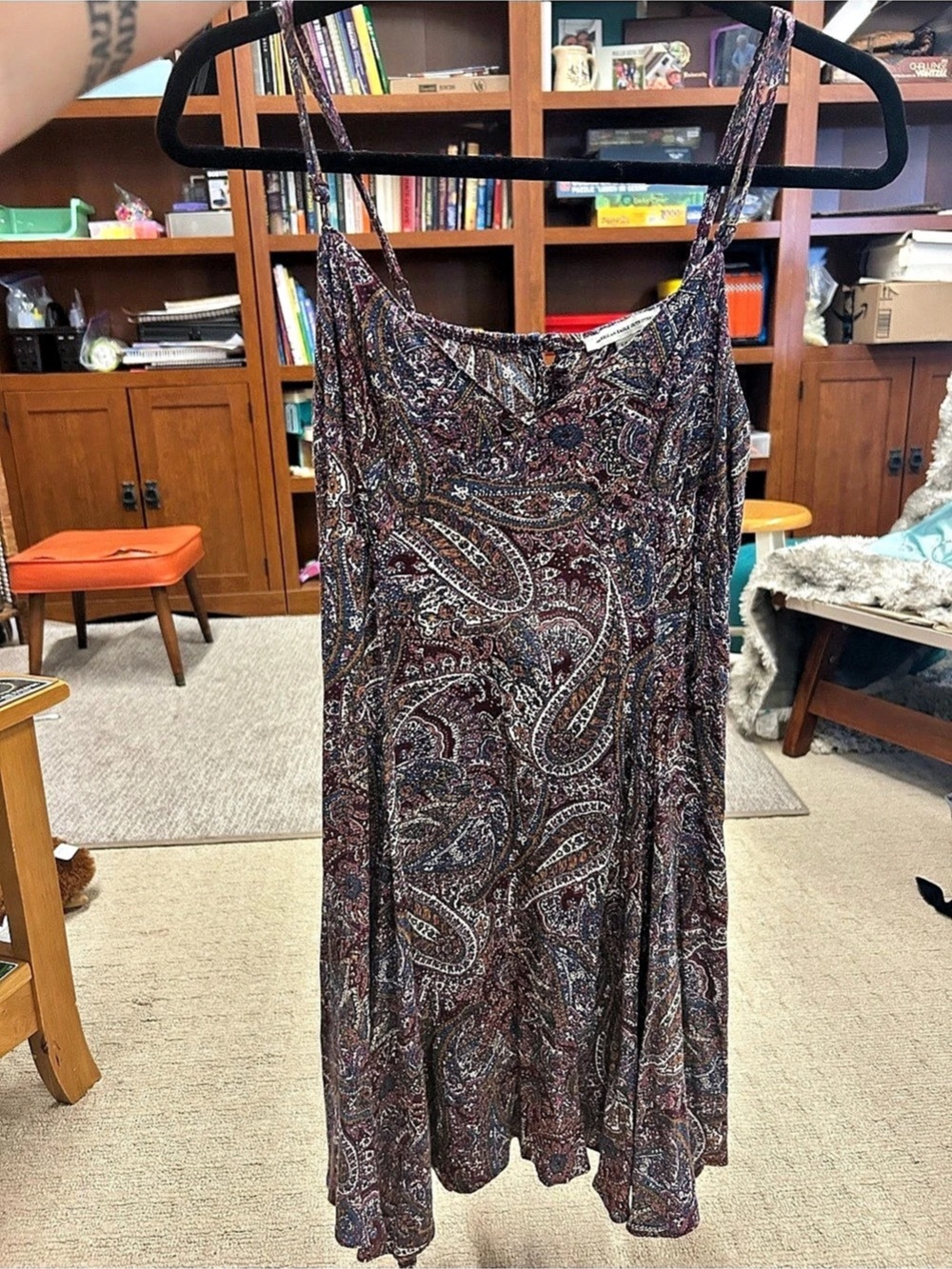 American Eagle Outfitters Paisley Maxi Dress in Black & Red Size Large